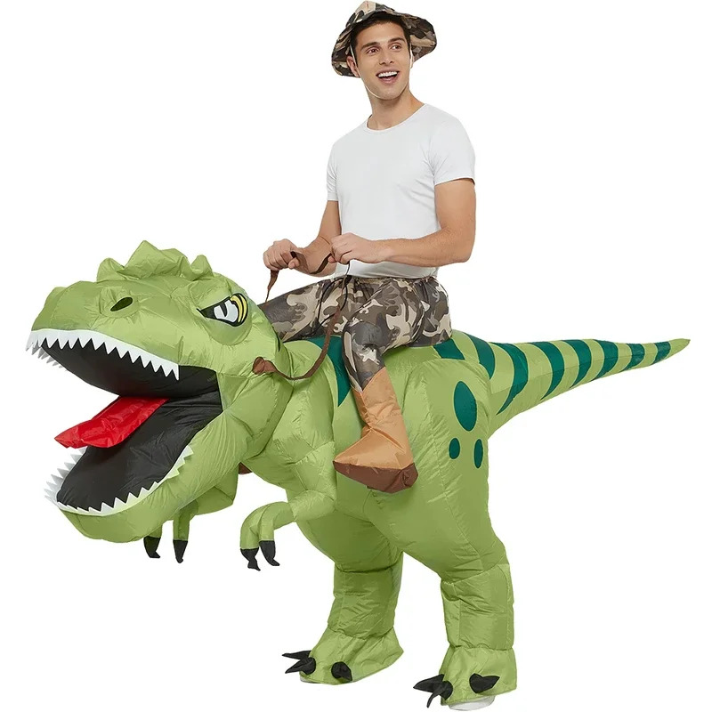 Inflatable Dinosaur Costume Adult - ชุดไดโนเสาร์เป่าลมสำหรับผู้ใหญ่ ชุดคอสเพลย์มาสคอตตลกๆ สำหรับผู้ชาย ขี่ไดโนเสาร์ทีเร็กซ์ ชุดคอสเพลย์การ์ตูนอนิเมะไดโน NM33