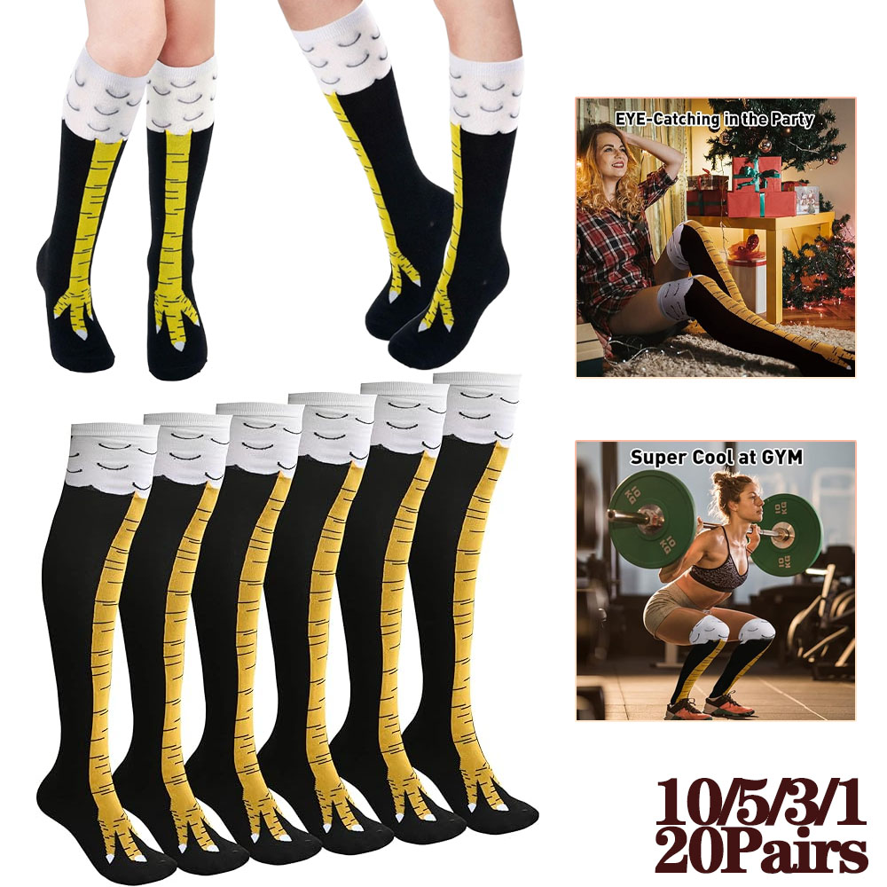 Funny Chicken Leg Socks - ถุงเท้าข้อสูงลายกรงเล็บไก่ 3 มิติ ตลกๆ สำหรับผู้หญิง 1-20