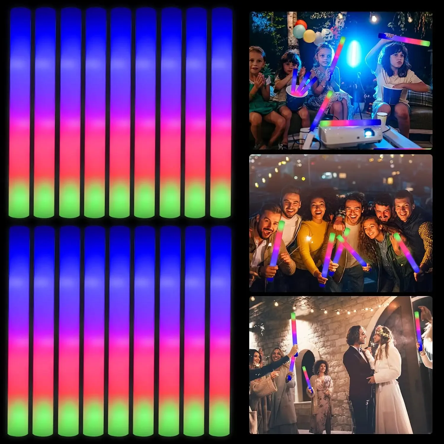 Flashing Led Foam Sticks Party - แท่งไฟ LED โฟม 3Z-50PCS สำหรับงานคริสต์มาส งานแต่งงาน