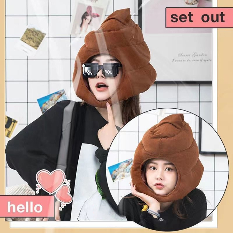 Fake Poop Gag Gift - หมวกตุ๊กตาขนนุ่มรูปอึสุดสร้างสรรค์ น่ารัก ตลก ของเล่นตุ๊กตาอึปลอม หมวกคลุมศีรษะเต็มใบ ของขวัญแกล้งเพื่อน