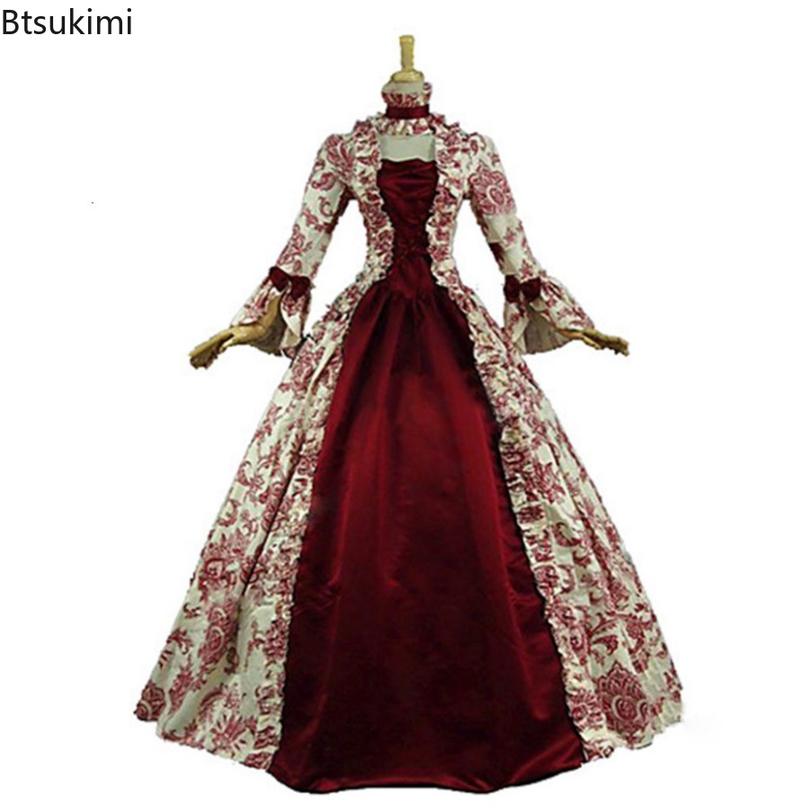 Medieval Renaissance Dress Women - ชุดเดรสแขนบานสไตล์ยุคกลางใหม่สำหรับผู้หญิง ชุดเดรสโกธิคย้อนยุคเรอเนซองส์ ชุดค็อกเทลคอร์เซ็ต ชุดคอสเพลย์มารี อ็องตัวเนต
