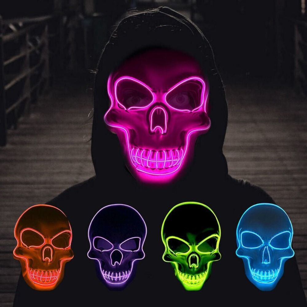 Led Purge Mask Halloween - แฟชั่นหน้ากากกะโหลกฮาโลวีน ไฟ LED ชุดคอสเพลย์ หน้ากากคอสเพลย์ อุปกรณ์ปาร์ตี้ฮาโลวีน
