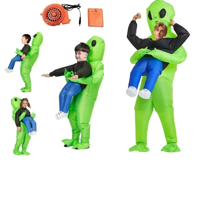 Inflatable Dinosaur Costume Adult - ชุดคอสเพลย์เอเลี่ยนสีเขียวแบบเป่าลมสำหรับผู้ใหญ่ ชุดไดโนเสาร์เป่าลมสำหรับงานปาร์ตี้ เทศกาล เวที NM33