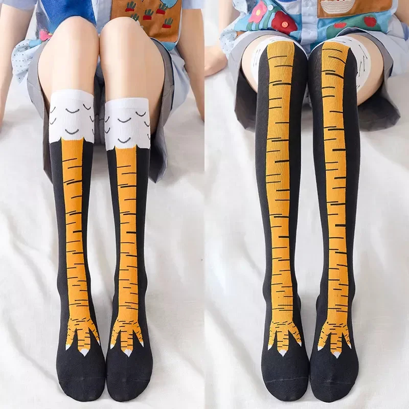 Funny Chicken Leg Socks - ตลกไก่ PAW ถุงน่อง Over-เข่าความดันขาบางถุงน่องยาวผู้หญิงฤดูใบไม้ผลิฤดูใบไม้ร่วงฤดูหนาวกลาง High School