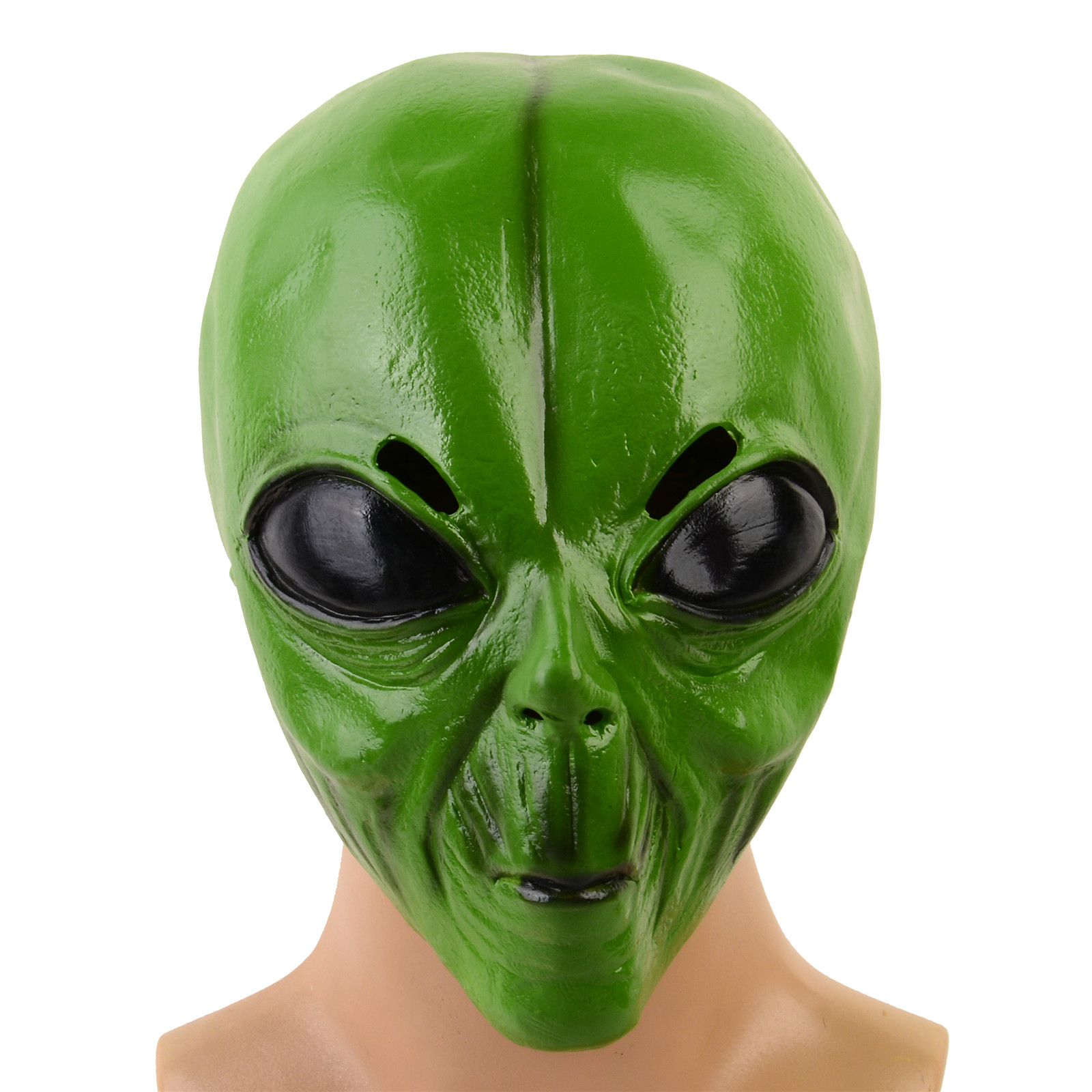 Latex Alien Mask Realistic - หน้ากากเอเลี่ยนสีเขียวทำจากยางลาเท็กซ์เหมือนจริง 1 ชิ้น, สำหรับฮาโลวีน, ของตกแต่งวันคริสต์มาส, การแสดงในบาร์,