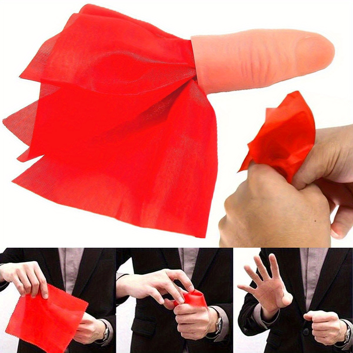 Thumb Tip Magic Trick Set - 1 ชุดผ้าพันคอ-Vanish Magic Thumb TIP ชุด