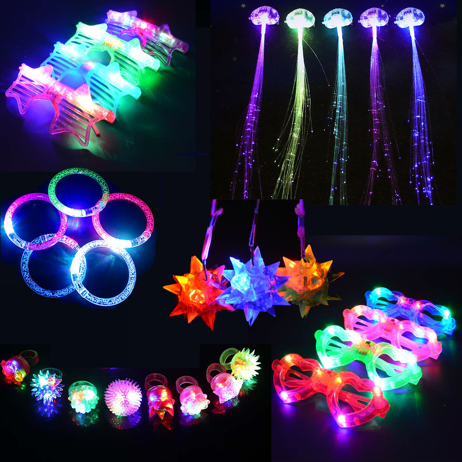 Glow In The Dark Party Glasses - ชุดของเล่นของขวัญปาร์ตี้เรืองแสง29ชิ้นแหวนกระพริบกำไลข้อมือฟองสบู่ของขวัญวันเกิดเทศกาลแต่งงาน