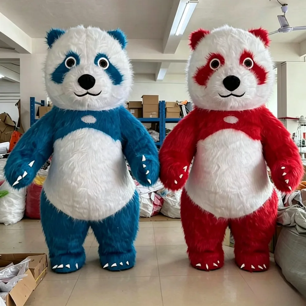 Costumes - ชุดมาสคอตแพนด้าโตสีสันสดใสแบบเป่าลม ชุดตัวละครเดินได้ สำหรับงานเทศกาลฮาโลวีน งานแสดง ไม่รวมแบตเตอรี่ ไม่รวมที่ชาร์จ