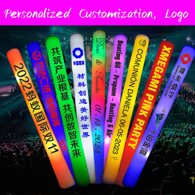 Flashing Led Foam Sticks Party - แท่งโฟมเรืองแสง LED 30 แท่ง แบบกำหนดเองได้ แท่งไฟกระพริบสำหรับงานวันเกิด