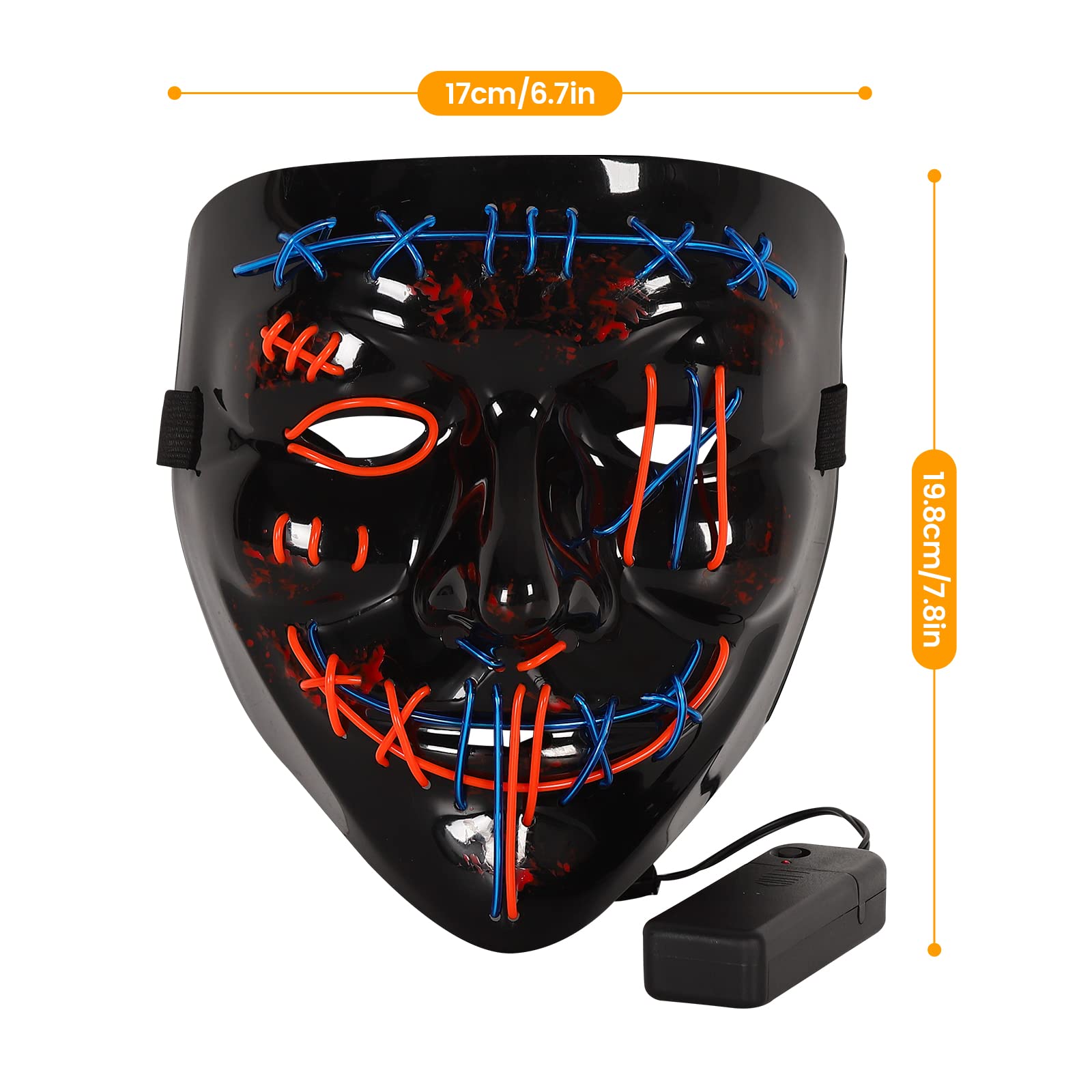 หน้ากากฮาโลวีนแบบมีไฟ LED 3 ชิ - Led Purge Mask Halloween บทวิจารณ์และราคา