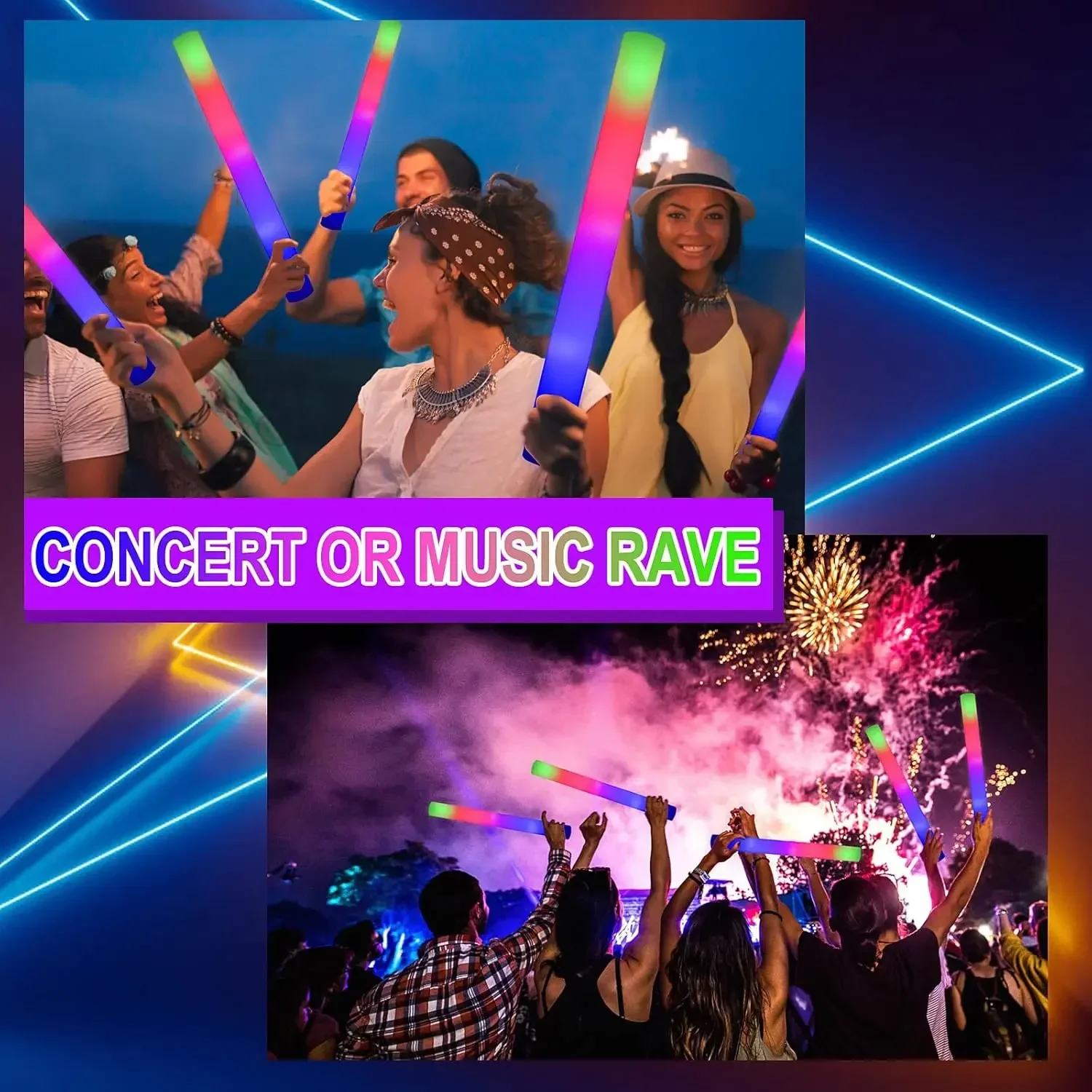 แท่งไฟ LED โฟมเรืองแสง 1Z-50PC - Flashing Led Foam Sticks Party บทวิจารณ์และราคา