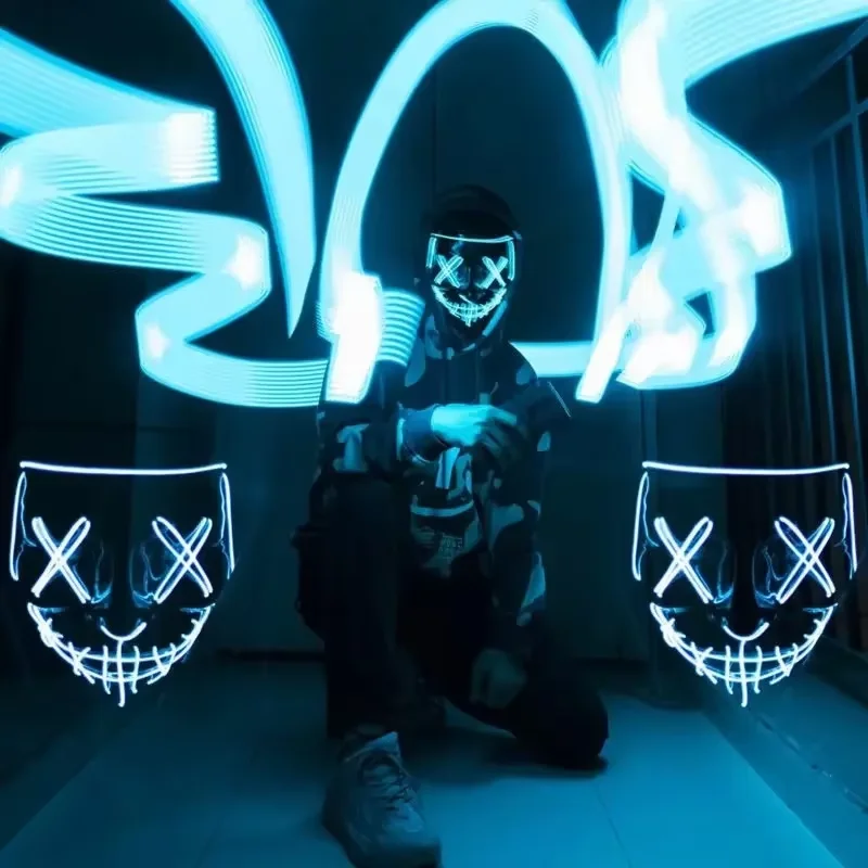 หน้ากากนีออน LED ไร้สาย เรืองแ - Led Purge Mask Halloween บทวิจารณ์และราคา