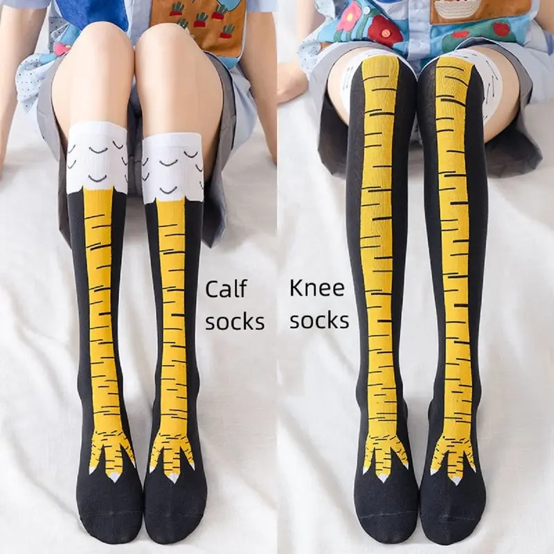 ถุงเท้ายาวถึงเข่าผู้หญิง 1/2/4 - Funny Chicken Leg Socks บทวิจารณ์และราคา