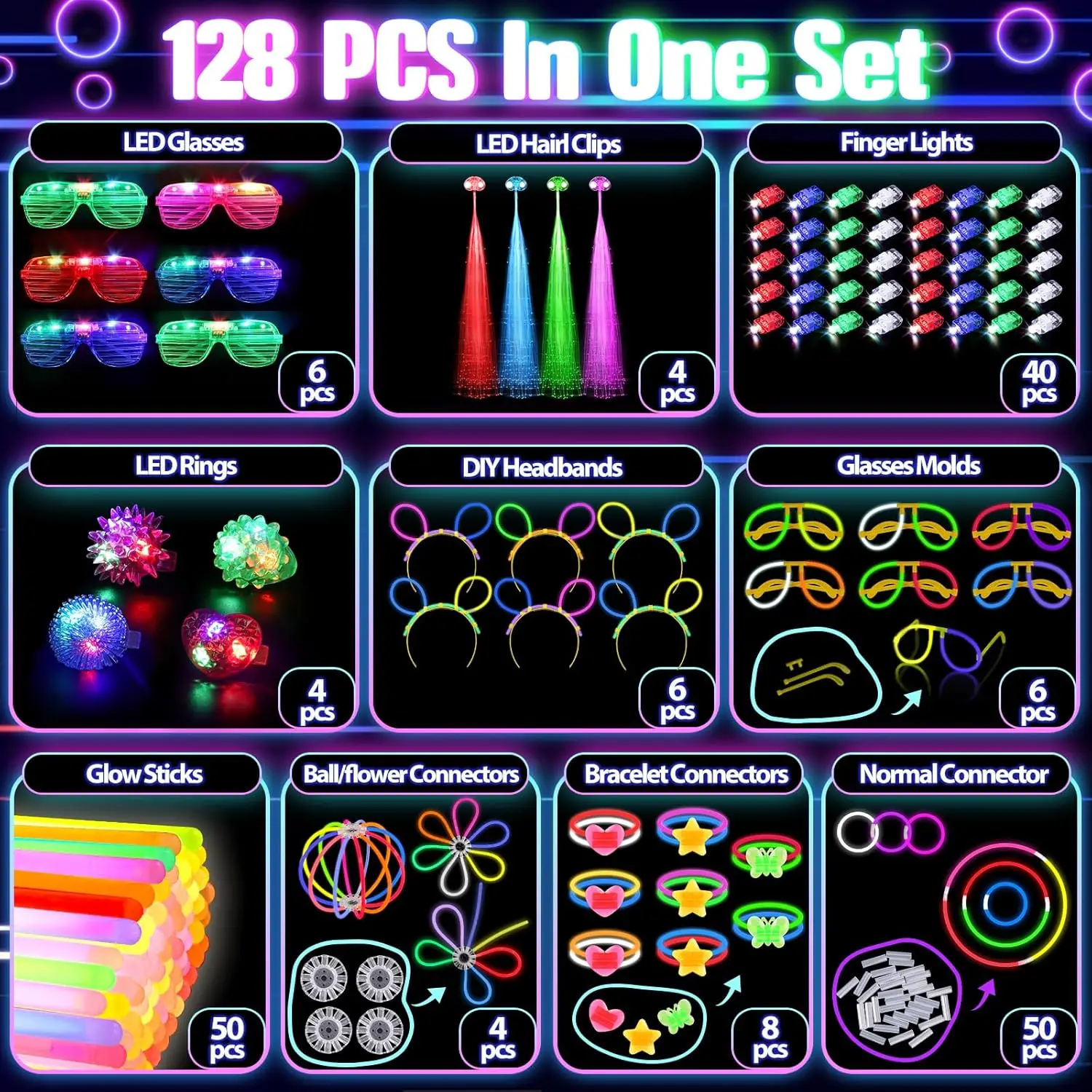แว่นตาเรืองแสง 128 ชิ้น กิ๊บติ - Glow In The Dark Party Glasses บทวิจารณ์และราคา