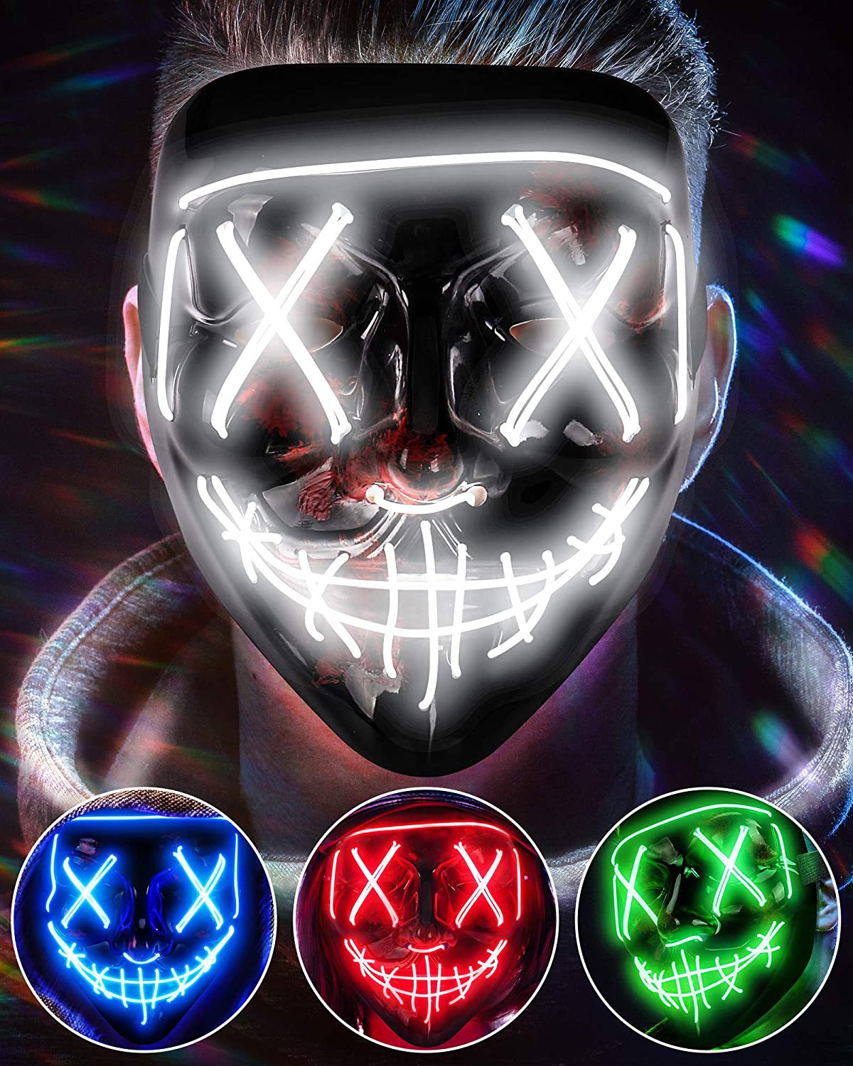 หน้ากากเรืองแสงน่ากลัวไร้สายหน - Led Purge Mask Halloween บทวิจารณ์และราคา