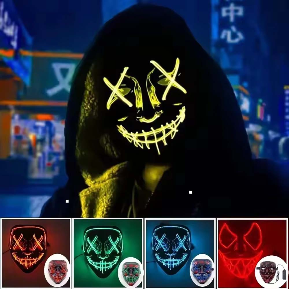หน้ากากนีออน LED ไร้สาย เรืองแ - Led Purge Mask Halloween บทวิจารณ์และราคา
