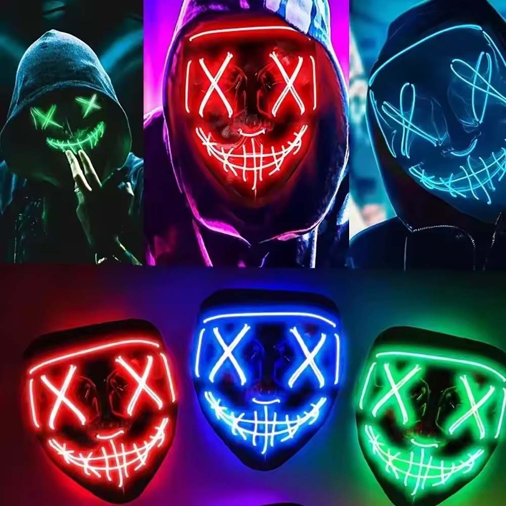 หน้ากากนีออน LED ไร้สาย เรืองแ - Led Purge Mask Halloween บทวิจารณ์และราคา