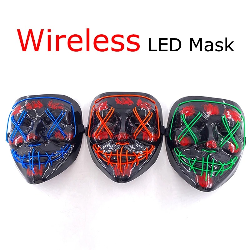 หน้ากากนีออน LED ไร้สาย หลายสี - Led Purge Mask Halloween บทวิจารณ์และราคา