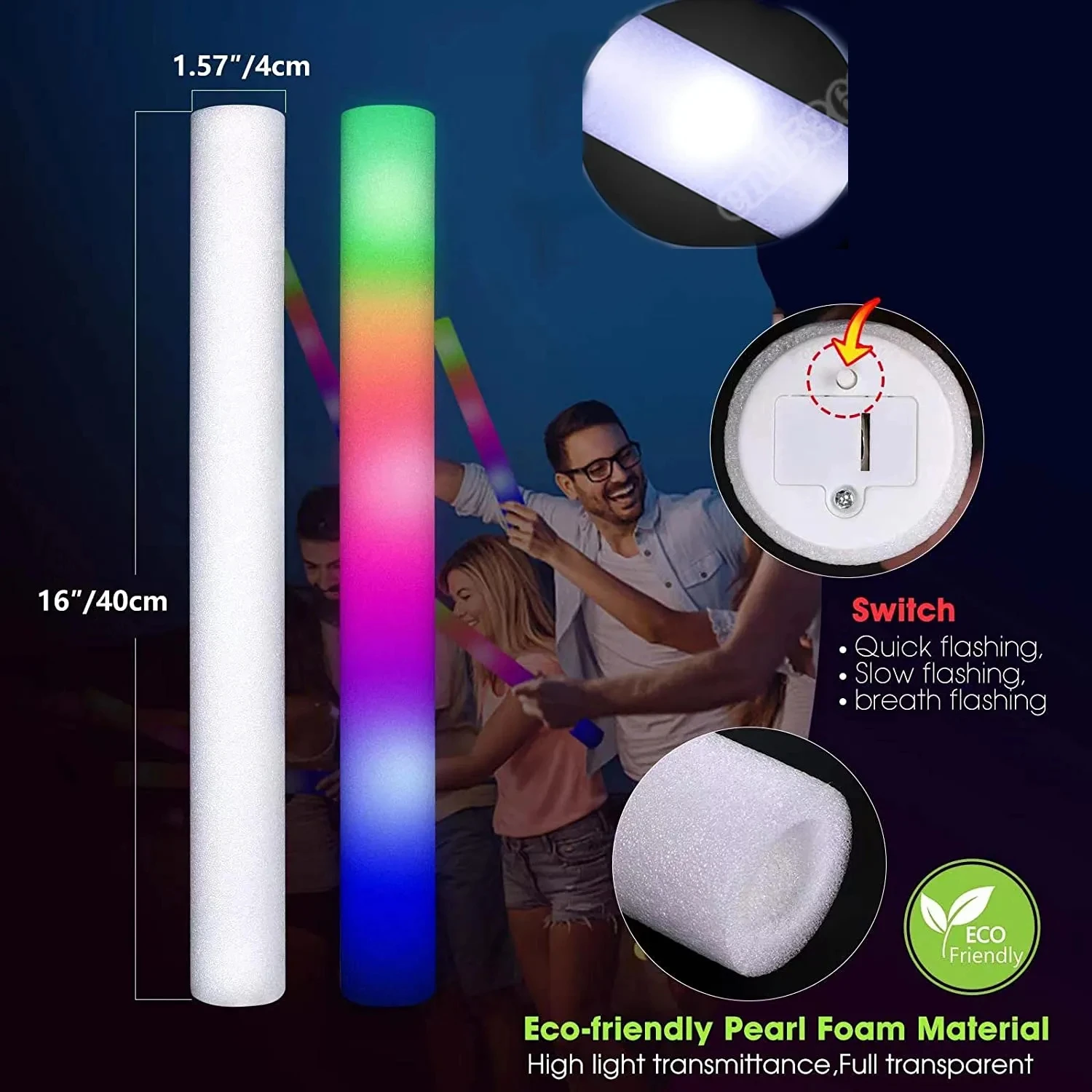 แท่งไฟ LED แท่งโฟมเรืองแสง แท่ - Flashing Led Foam Sticks Party บทวิจารณ์และราคา