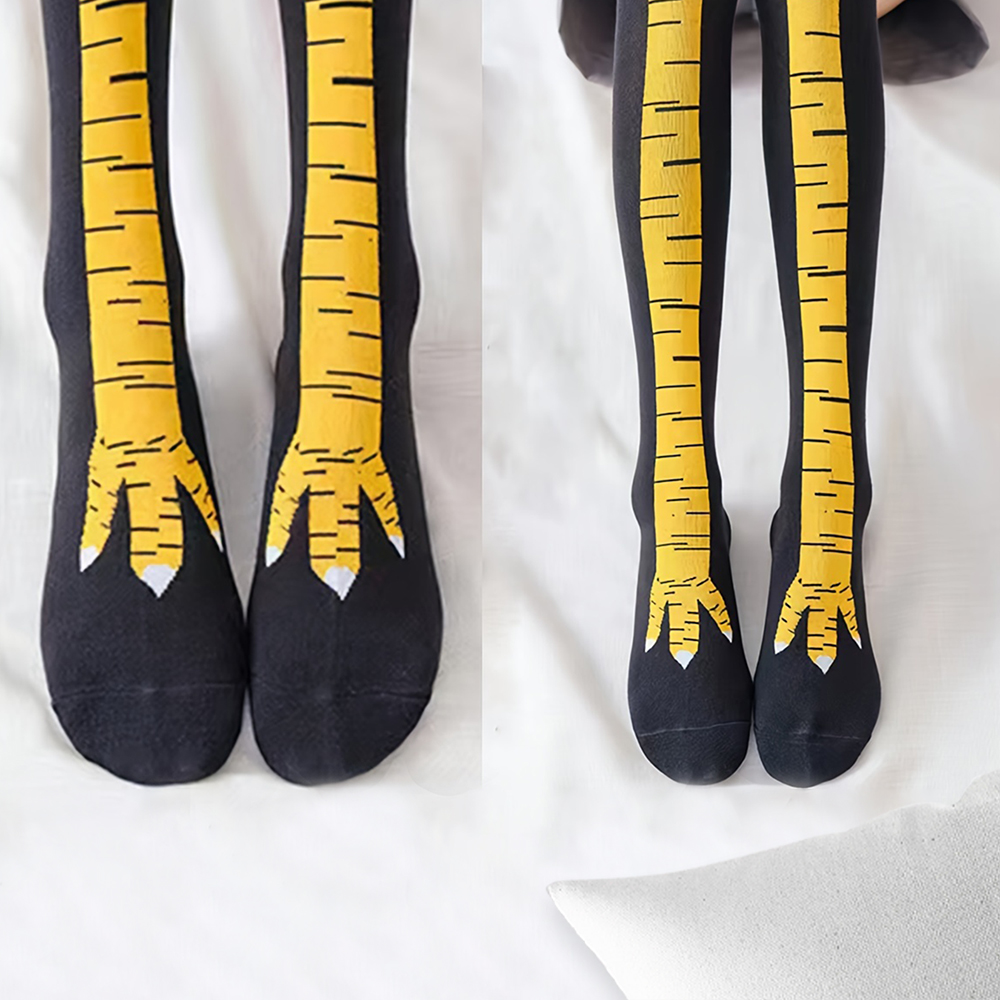 ถุงเท้ายาวถึงเข่าลายการ์ตูนรูป - Funny Chicken Leg Socks บทวิจารณ์และราคา