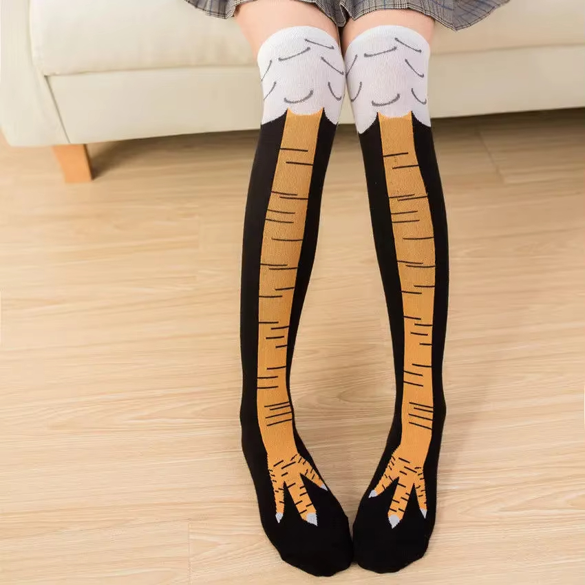 ถุงเท้ายาวถึงเข่าผู้หญิง 1/2/5 - Funny Chicken Leg Socks บทวิจารณ์และราคา