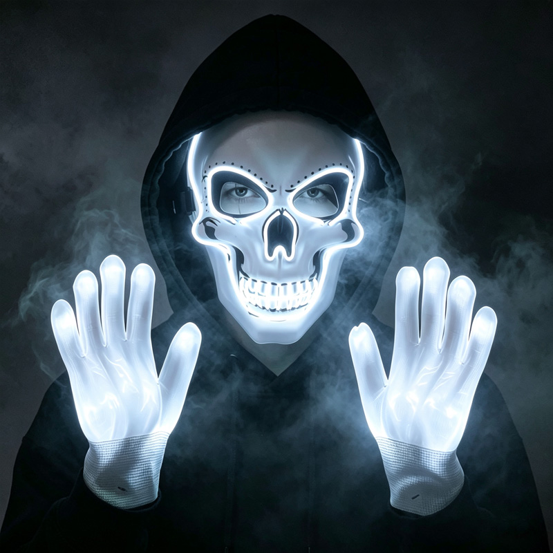 ชุดหน้ากากหัวกะโหลก LED พร้อมถ - Led Purge Mask Halloween บทวิจารณ์และราคา