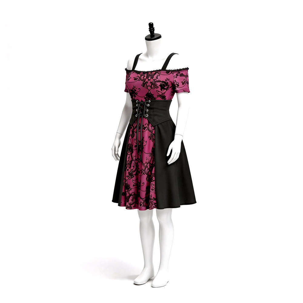 ชุดเดรสสั้นสไตล์โกธิคพังก์สีแด - Medieval Renaissance Dress Women บทวิจารณ์และราคา