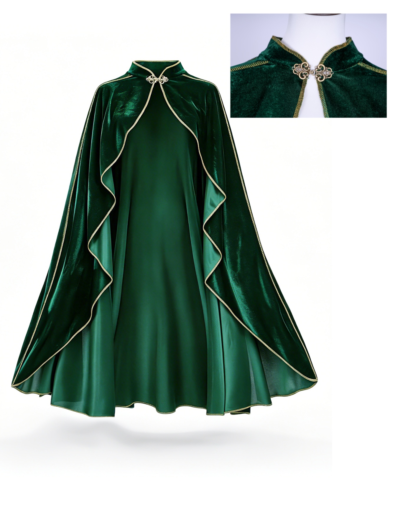 เสื้อคลุมกำมะหยี่สีเขียวสไตล์ว - Medieval Renaissance Dress Women บทวิจารณ์และราคา