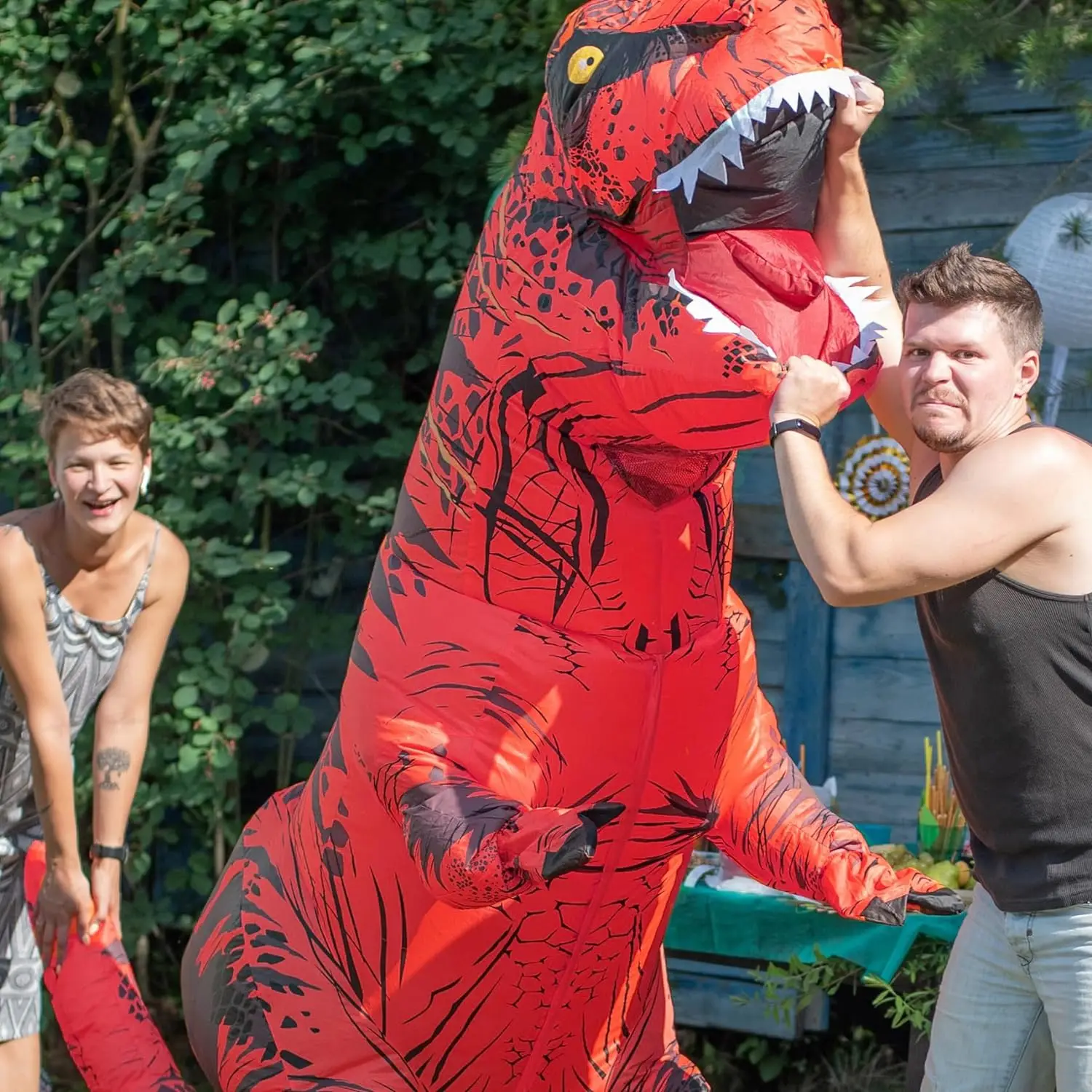 Tyrannosaurus ชุดไดโนเสาร์พอง  - Inflatable Dinosaur Costume Adult บทวิจารณ์และราคา