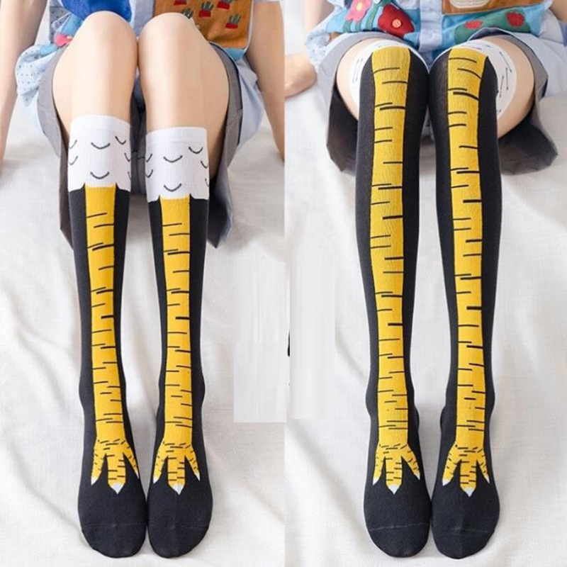 ถุงเท้าผู้หญิงแบบยาวถึงเข่า 1- - Funny Chicken Leg Socks บทวิจารณ์และราคา