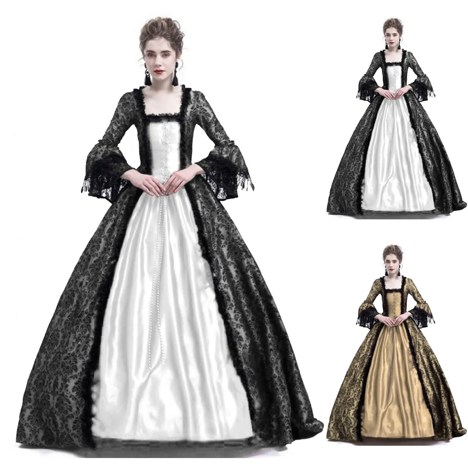 ชุดคอสเพลย์ฮาโลวีนสำหรับผู้หญิ - Medieval Renaissance Dress Women บทวิจารณ์และราคา